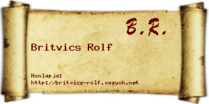 Britvics Rolf névjegykártya